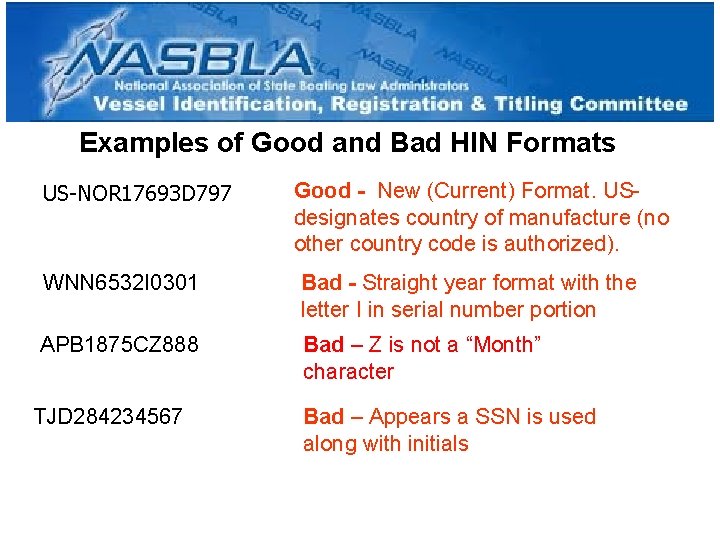 Examples of Good and Bad HIN Formats US-NOR 17693 D 797 Good - New Examples of Good and Bad HIN Formats US-NOR 17693 D 797 Good - New