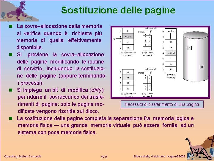 Sostituzione delle pagine n La sovra–allocazione della memoria si verifica quando è richiesta più