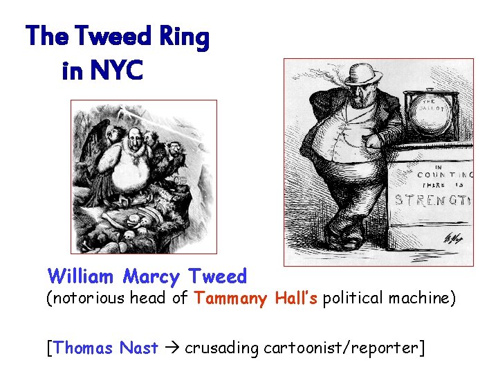 The Tweed Ring in NYC William Marcy Tweed (notorious head of Tammany Hall’s political