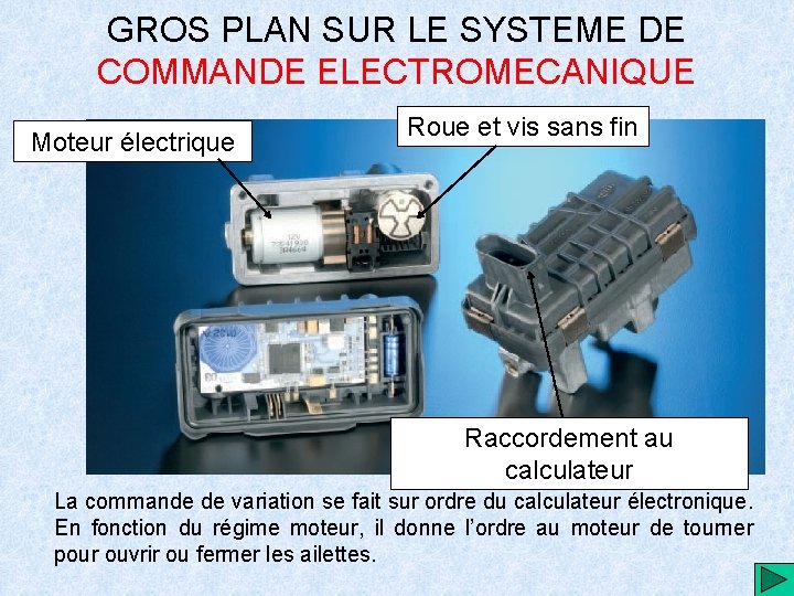 GROS PLAN SUR LE SYSTEME DE COMMANDE ELECTROMECANIQUE Moteur électrique Roue et vis sans GROS PLAN SUR LE SYSTEME DE COMMANDE ELECTROMECANIQUE Moteur électrique Roue et vis sans