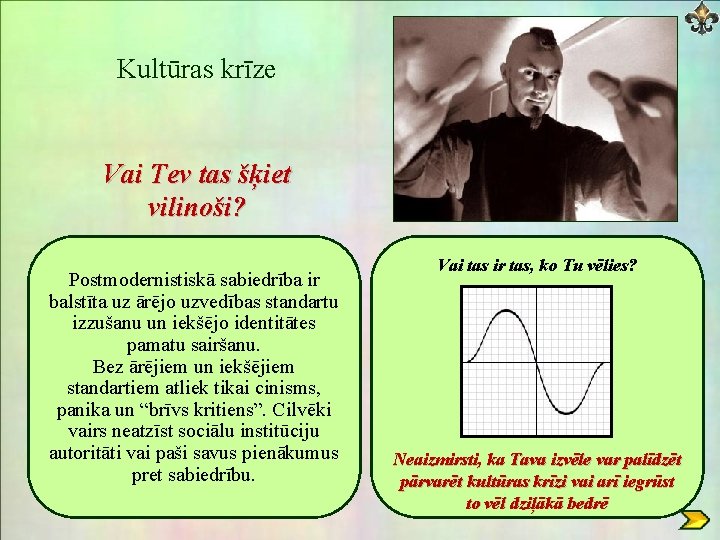 Kultūras krīze Vai Tev tas šķiet vilinoši? Postmodernistiskā sabiedrība ir balstīta uz ārējo uzvedības