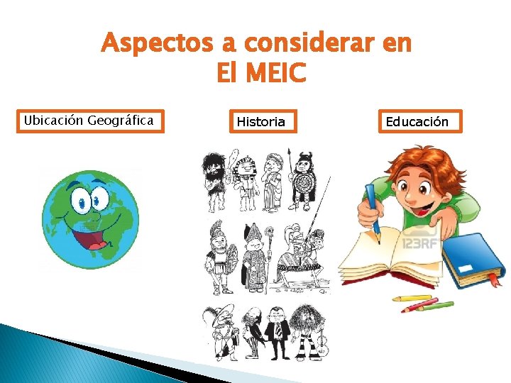 Aspectos a considerar en El MEIC Ubicación Geográfica Historia Educación 
