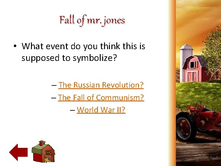 Fall of mr. jones • What event do you think this is supposed to