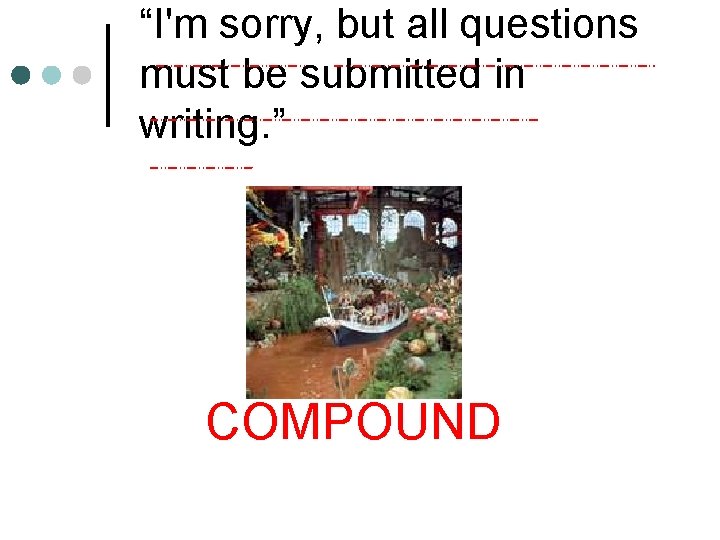 “I'm sorry, but all questions must be submitted in writing. ” COMPOUND 