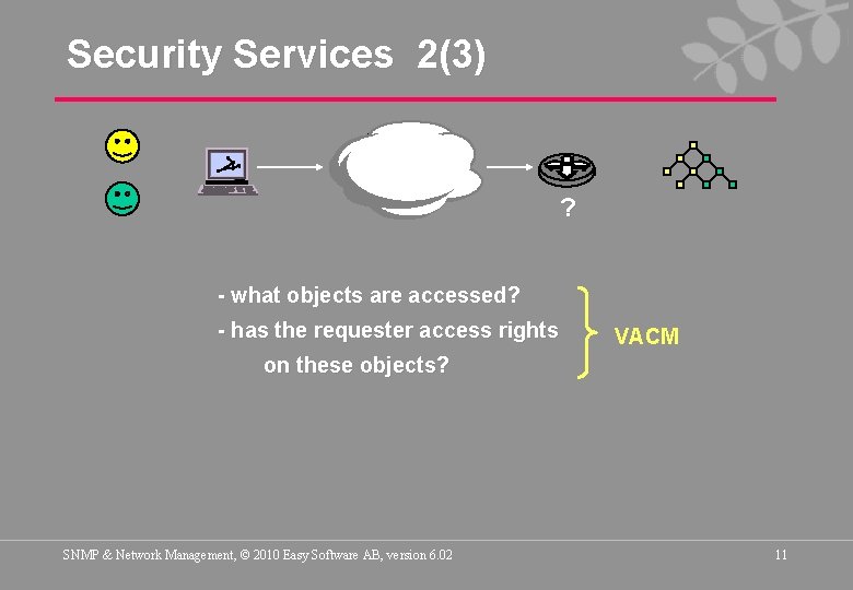 Security Services 2(3) ? - what objects are accessed? - has the requester access