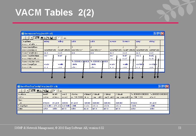 VACM Tables 2(2) SNMP & Network Management, © 2010 Easy Software AB, version 6.