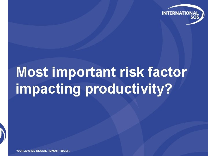 Most important risk factor impacting productivity? 