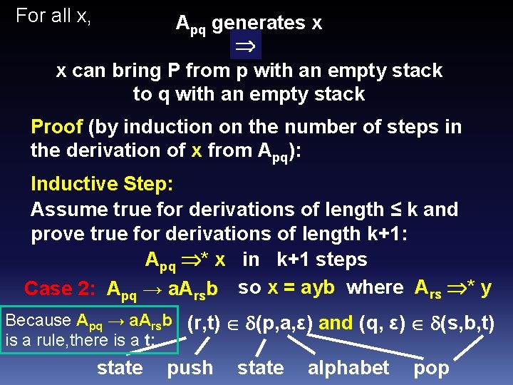 For all x, Apq generates x x can bring P from p with an