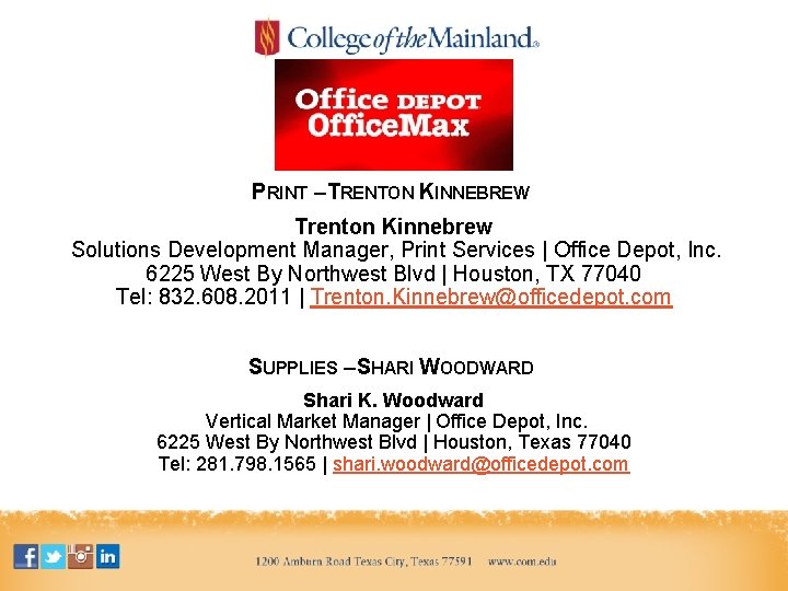 PRINT – TRENTON KINNEBREW Trenton Kinnebrew Solutions Development Manager, Print Services | Office Depot,