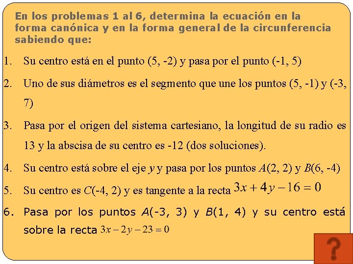 En los problemas 1 al 6, determina la ecuación en la forma canónica y
