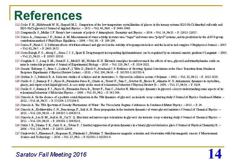 References 112. Cocks F. H. , Hildebrandt W. H. , Shepard M. L. Comparison