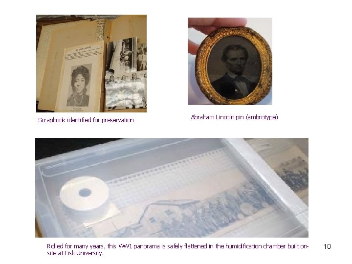 Scrapbook identified for preservation Abraham Lincoln pin (ambrotype) Rolled for many years, this WW