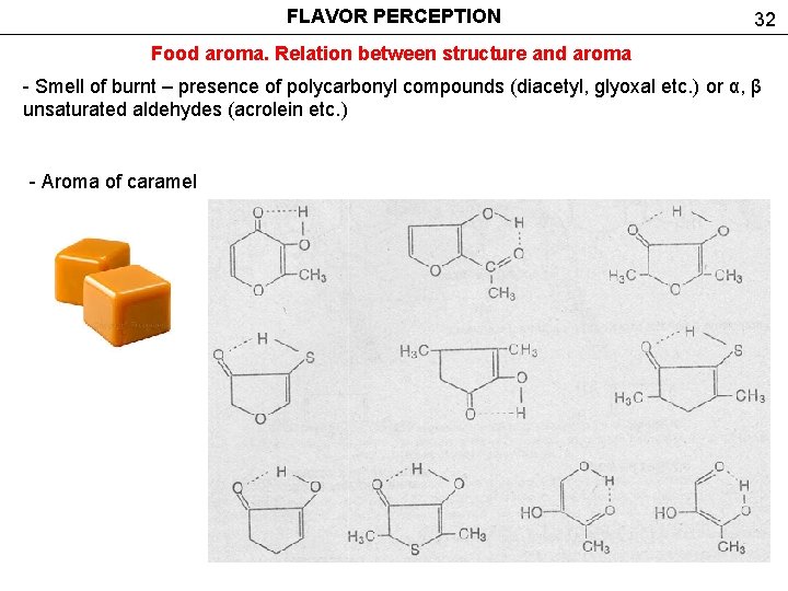 FLAVOR PERCEPTION 32 Food aroma. Relation between structure and aroma - Smell of burnt