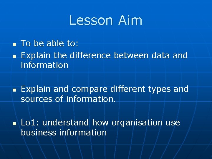 BTEC Level 3 Unit 3 Information Systems Lesson