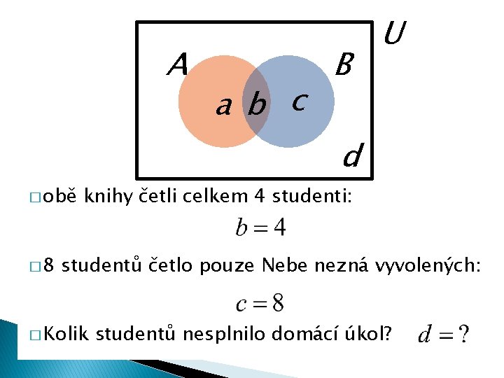 A a b c B U d � obě � 8 knihy četli celkem