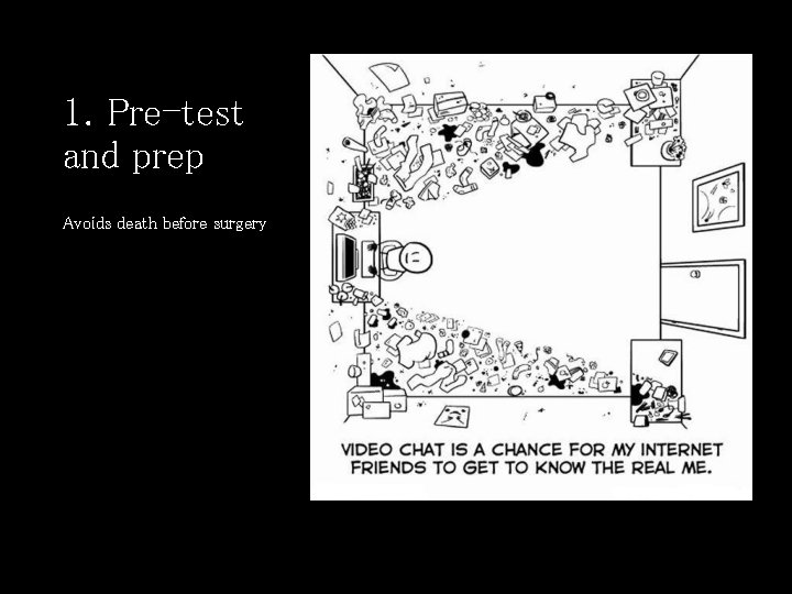 1. Pre-test and prep Avoids death before surgery 