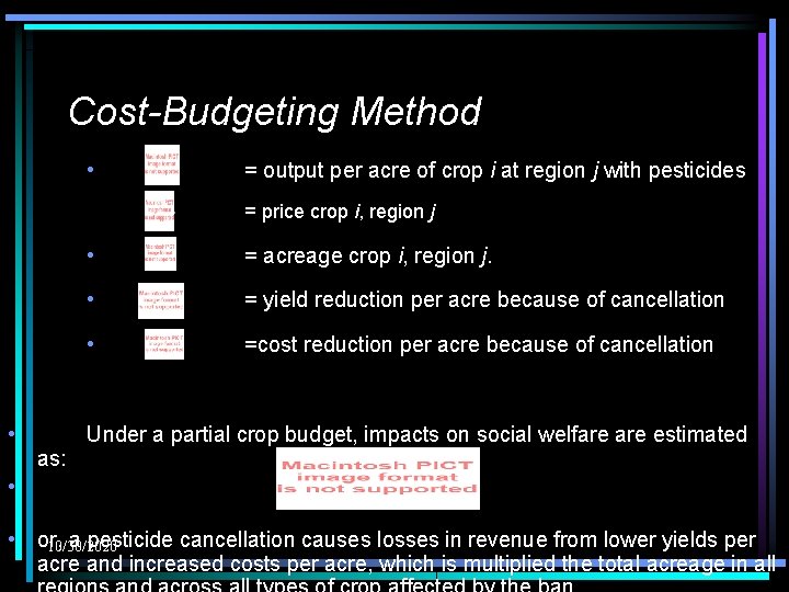 Cost-Budgeting Method • • as: = = output per acre of crop i at