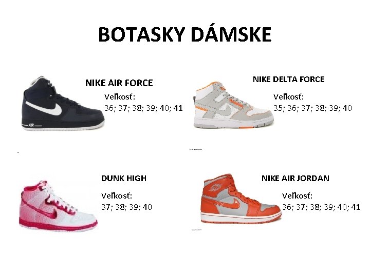 BOTASKY DÁMSKE NIKE AIR FORCE Veľkosť: 36; 37; 38; 39; 40; 41 DUNK HIGH