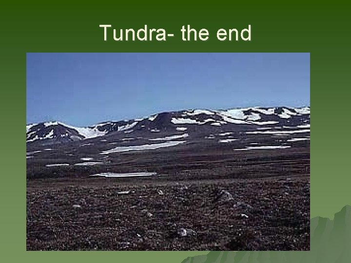 Tundra- the end 