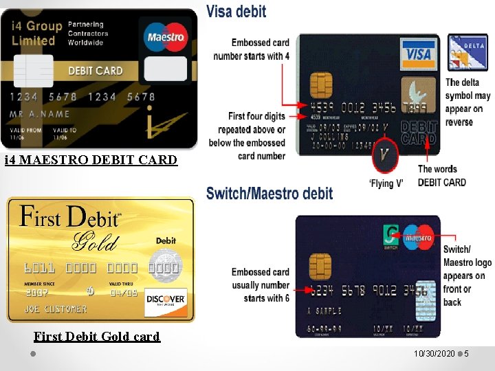 i 4 MAESTRO DEBIT CARD First Debit Gold card 10/30/2020 5 