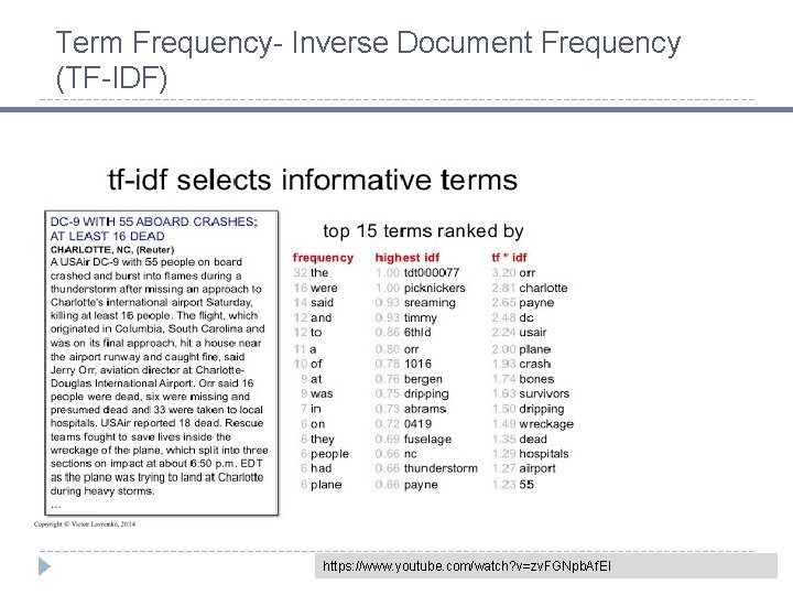 Term Frequency- Inverse Document Frequency (TF-IDF) https: //www. youtube. com/watch? v=zv. FGNpb. Af. EI