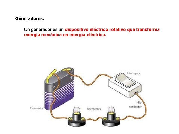 Generadores. Un generador es un dispositivo eléctrico rotativo que transforma energía mecánica en energía