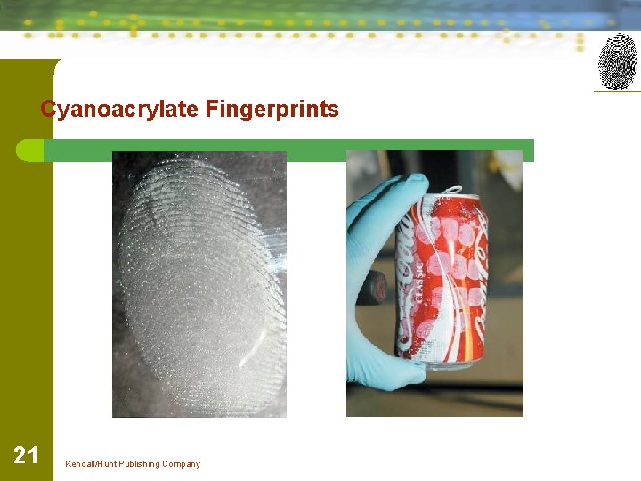 Cyanoacrylate Fingerprints 21 Kendall/Hunt Publishing Company 