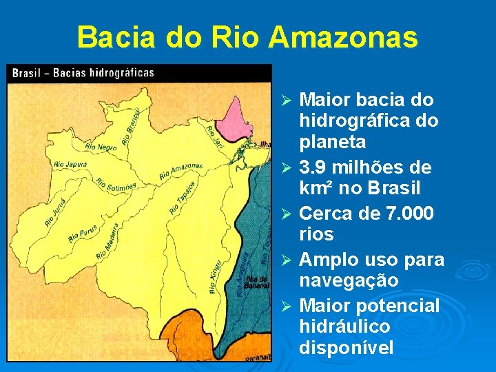 Bacia do Rio Amazonas Maior bacia do hidrográfica do planeta Ø 3. 9 milhões