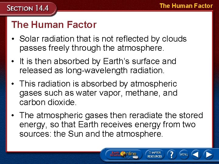 The Human Factor • Solar radiation that is not reflected by clouds passes freely