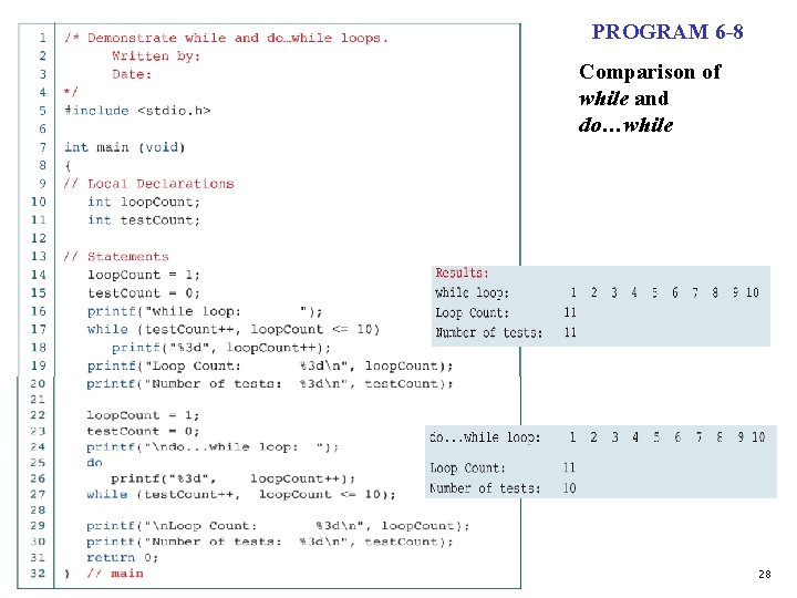 PROGRAM 6 -8 Comparison of while and do…while 28 