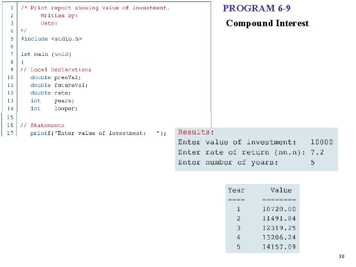 PROGRAM 6 -9 Compound Interest 30 