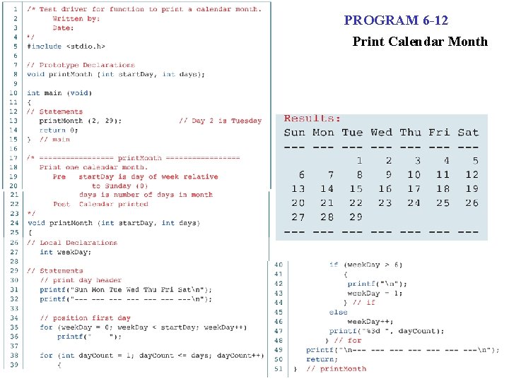 PROGRAM 6 -12 Print Calendar Month 34 