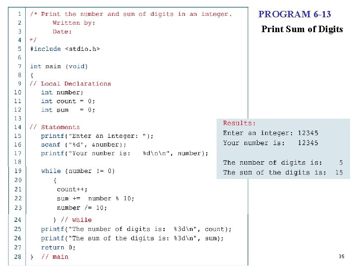 PROGRAM 6 -13 Print Sum of Digits 35 