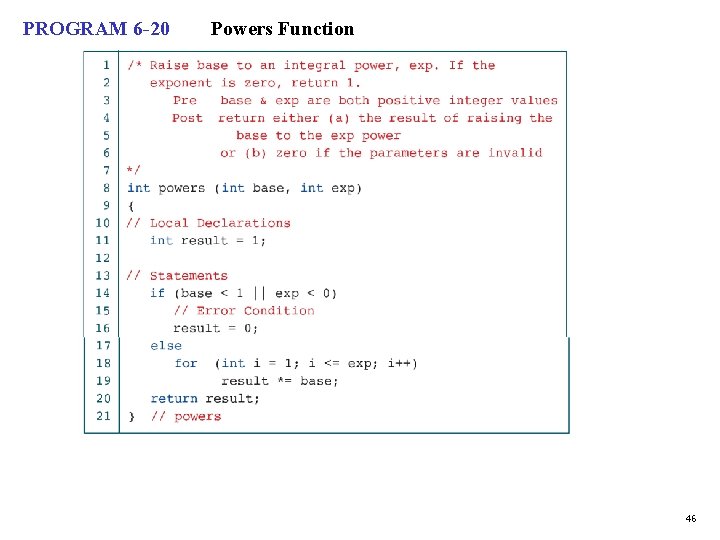 PROGRAM 6 -20 Powers Function 46 