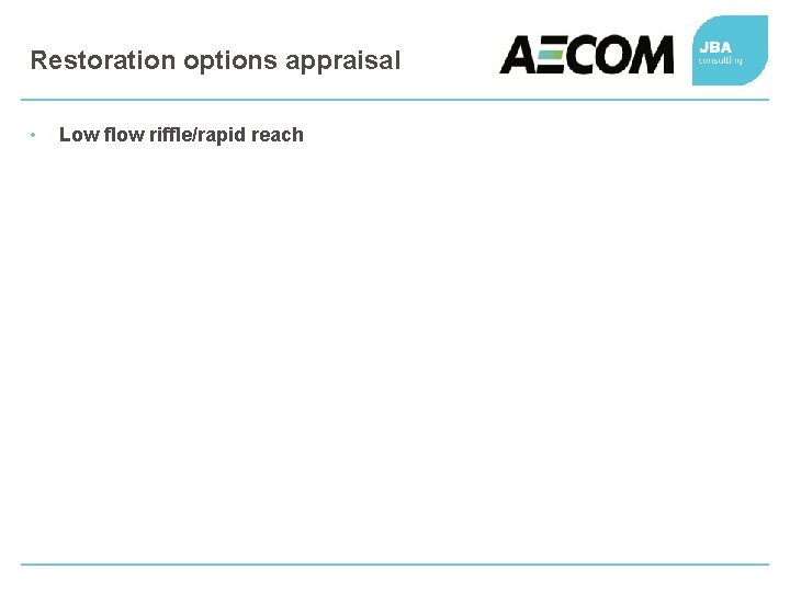 Restoration options appraisal • Low flow riffle/rapid reach 