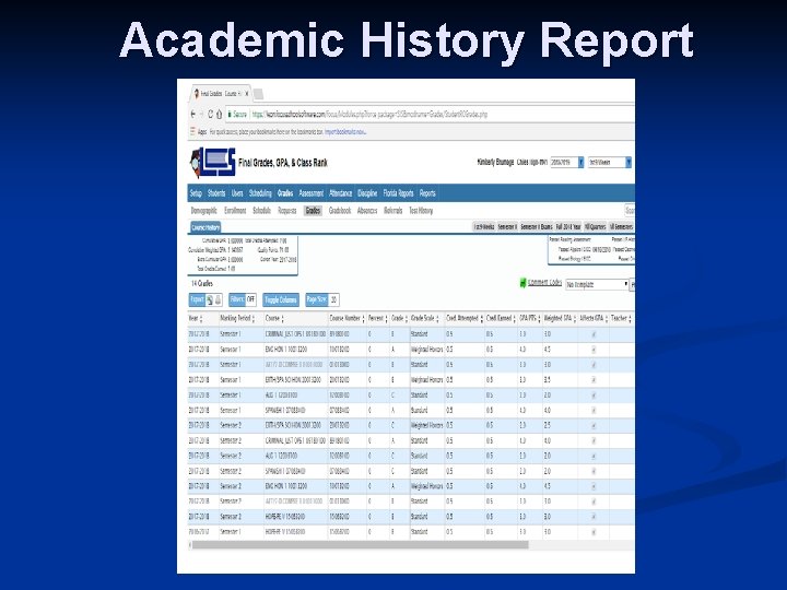 Academic History Report 