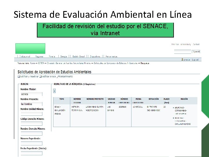 Sistema de Evaluación Ambiental en Línea Facilidad de revisión del estudio por el SENACE,