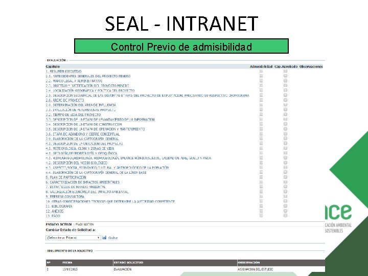 SEAL - INTRANET Control Previo de admisibilidad 
