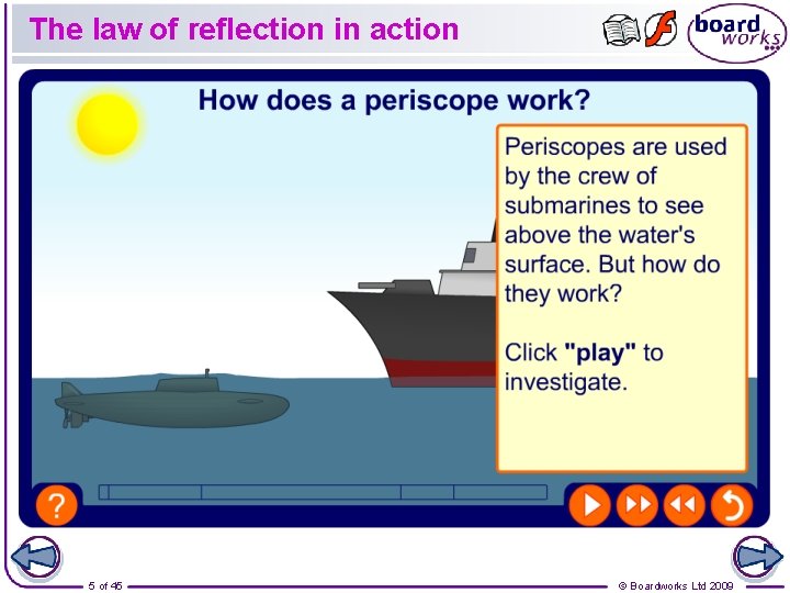 The law of reflection in action 5 of 45 © Boardworks Ltd 2009 