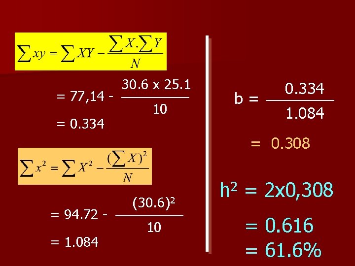 = 77, 14 = 0. 334 30. 6 x 25. 1 10 b= 0.