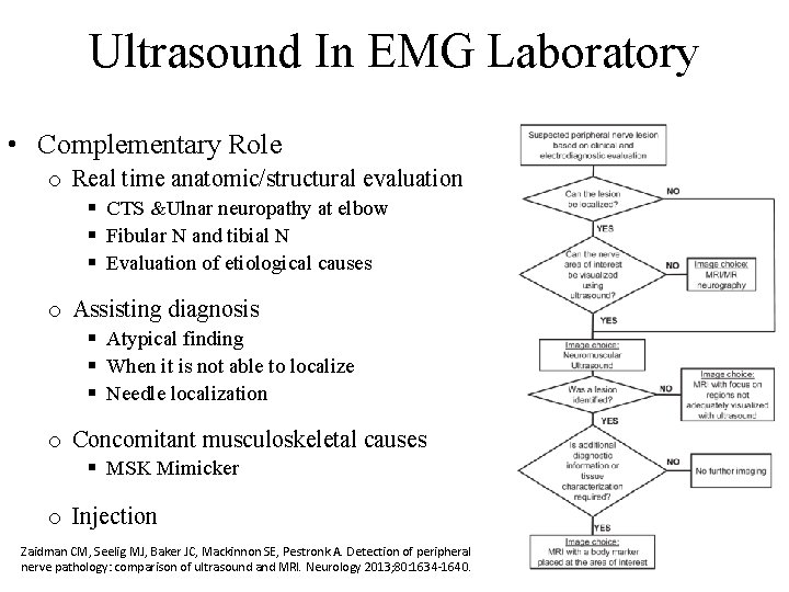 Ultrasound In EMG Laboratory • Complementary Role o Real time anatomic/structural evaluation § CTS
