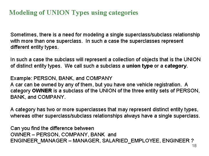 Modeling of UNION Types using categories Sometimes, there is a need for modeling a