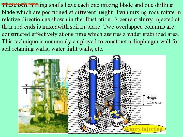 These twin mixing shafts have each one mixing blade and one drilling blade which