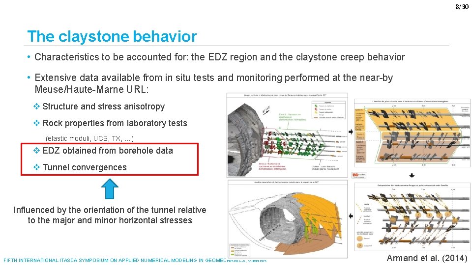 8/30 The claystone behavior • Characteristics to be accounted for: the EDZ region and