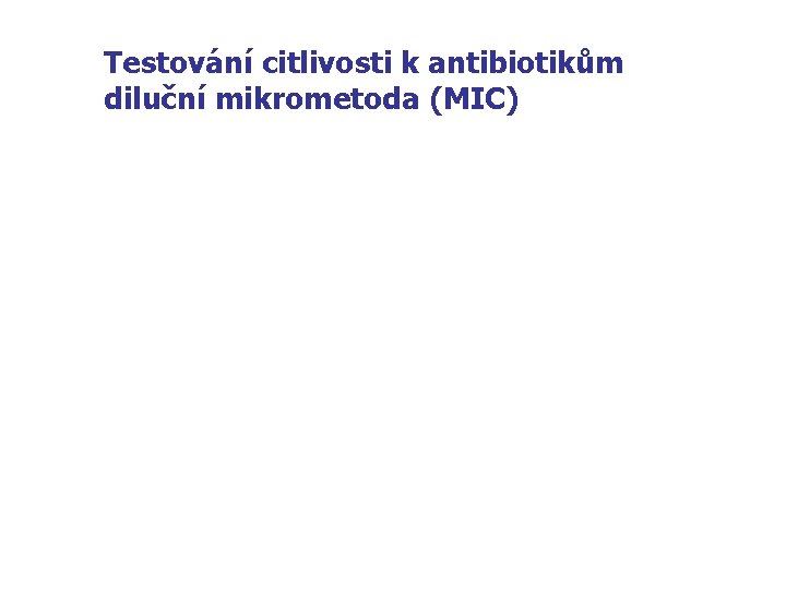 Testování citlivosti k antibiotikům diluční mikrometoda (MIC) 