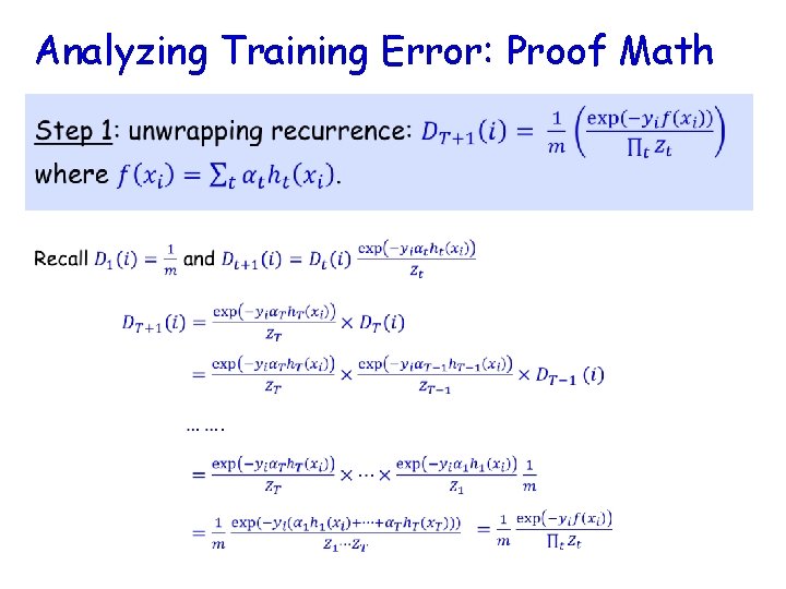 Analyzing Training Error: Proof Math 