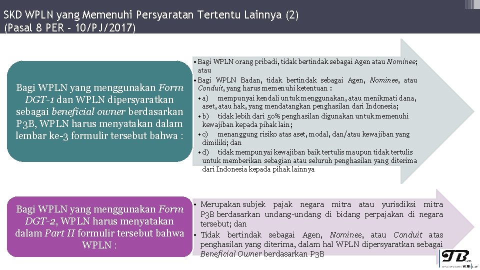 SKD WPLN yang Memenuhi Persyaratan Tertentu Lainnya (2) (Pasal 8 PER - 10/PJ/2017) Bagi