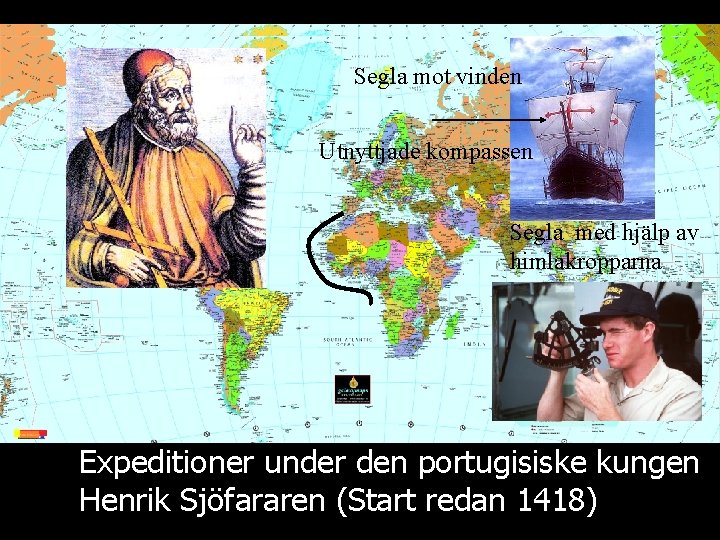 Segla mot vinden Utnyttjade kompassen Segla med hjälp av himlakropparna Expeditioner under den portugisiske
