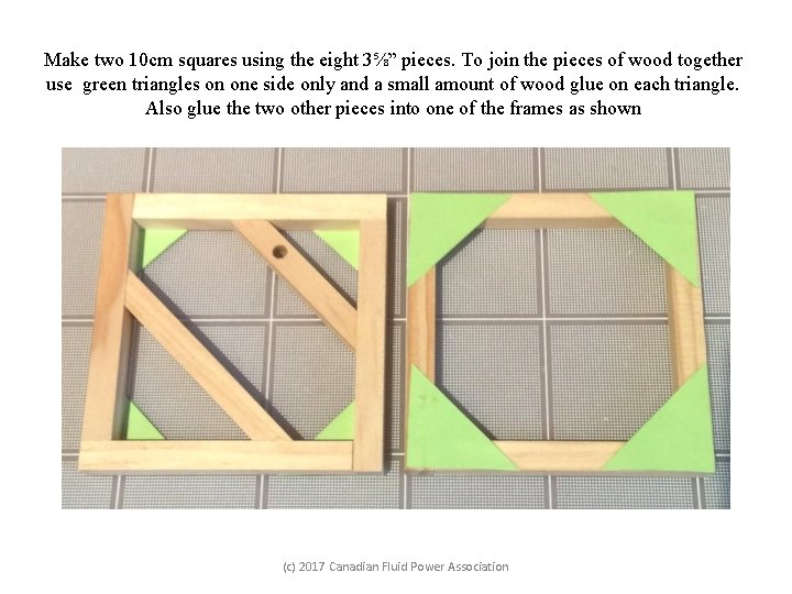 Make two 10 cm squares using the eight 3⅝” pieces. To join the pieces