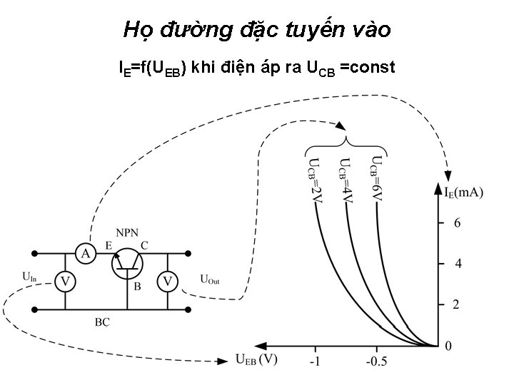 Họ đường đặc tuyến vào IE=f(UEB) khi điện áp ra UCB =const 